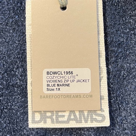 Barefoot Dreams CozyChic Lite Zip Up Jacket Blue Marine 1X NWT - Picture 6 of 9